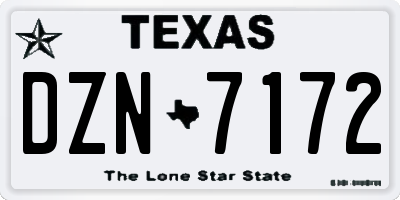 TX license plate DZN7172