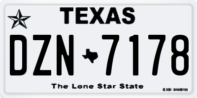 TX license plate DZN7178