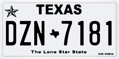 TX license plate DZN7181