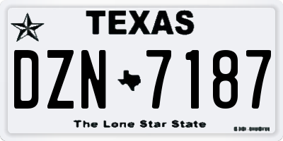 TX license plate DZN7187