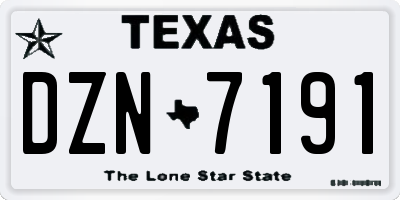 TX license plate DZN7191