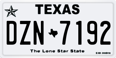 TX license plate DZN7192