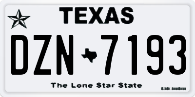 TX license plate DZN7193