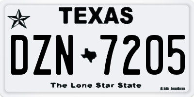 TX license plate DZN7205