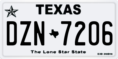 TX license plate DZN7206