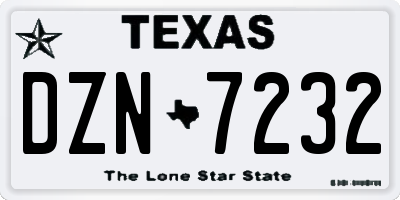TX license plate DZN7232