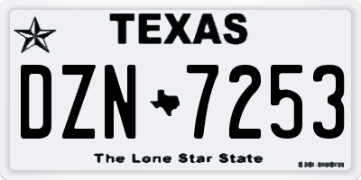 TX license plate DZN7253