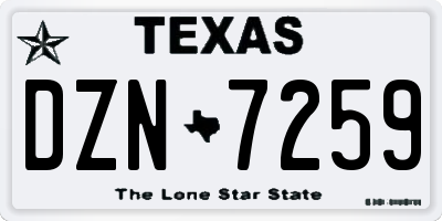 TX license plate DZN7259