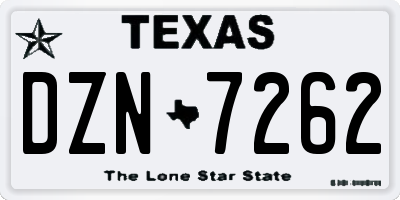 TX license plate DZN7262