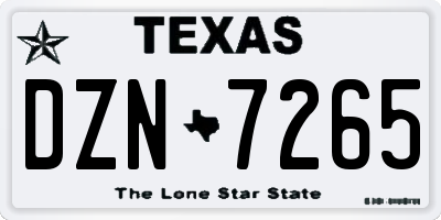 TX license plate DZN7265