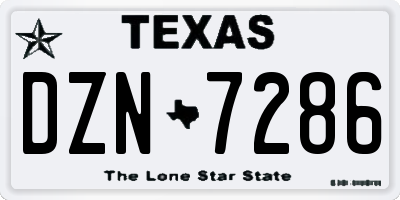 TX license plate DZN7286