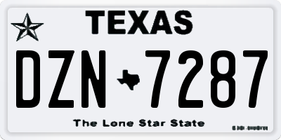 TX license plate DZN7287