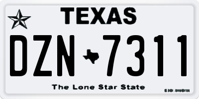 TX license plate DZN7311