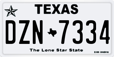 TX license plate DZN7334