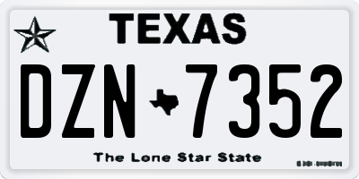 TX license plate DZN7352
