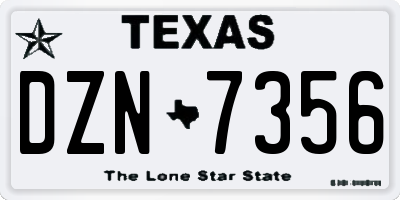 TX license plate DZN7356