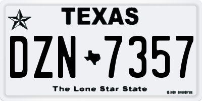 TX license plate DZN7357