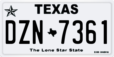TX license plate DZN7361