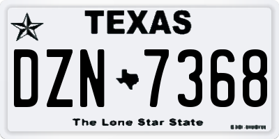 TX license plate DZN7368