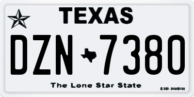 TX license plate DZN7380