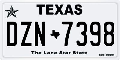 TX license plate DZN7398