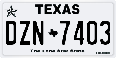 TX license plate DZN7403