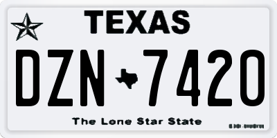 TX license plate DZN7420
