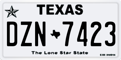 TX license plate DZN7423