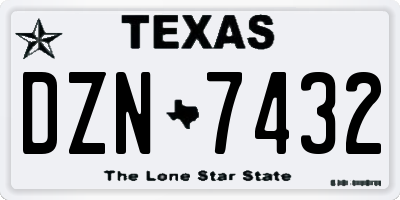 TX license plate DZN7432
