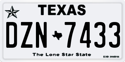 TX license plate DZN7433