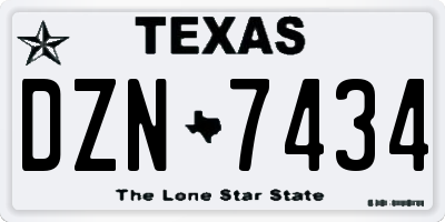 TX license plate DZN7434