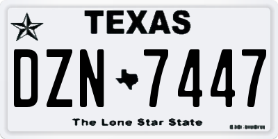 TX license plate DZN7447