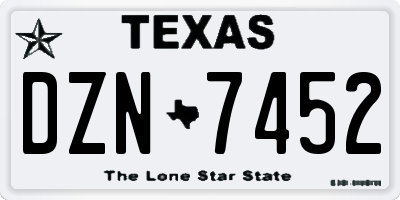 TX license plate DZN7452