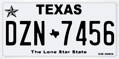 TX license plate DZN7456