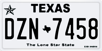 TX license plate DZN7458