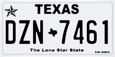 TX license plate DZN7461