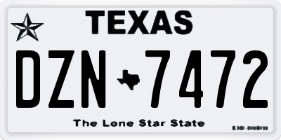 TX license plate DZN7472