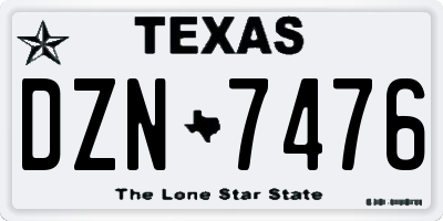 TX license plate DZN7476