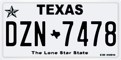 TX license plate DZN7478