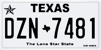 TX license plate DZN7481