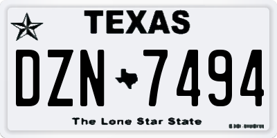 TX license plate DZN7494