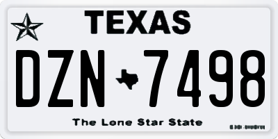 TX license plate DZN7498