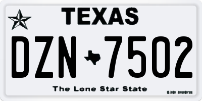 TX license plate DZN7502