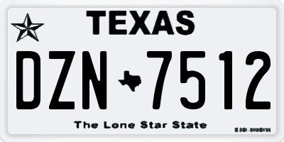 TX license plate DZN7512