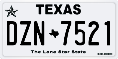 TX license plate DZN7521