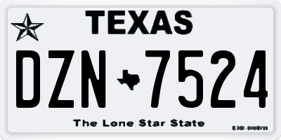 TX license plate DZN7524