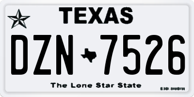 TX license plate DZN7526