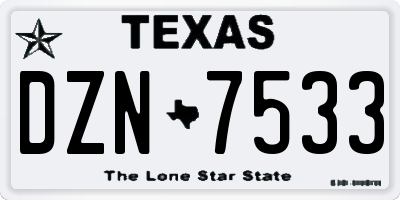 TX license plate DZN7533