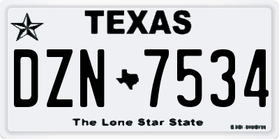 TX license plate DZN7534