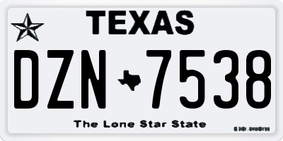 TX license plate DZN7538